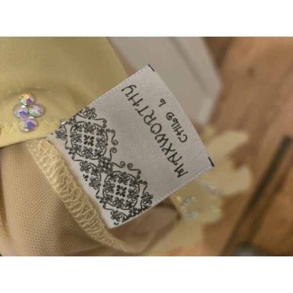 Competition Dress Yellow flowing FIGURE SKATING/ ice skating costume Girls Large - Picture 6 of 6